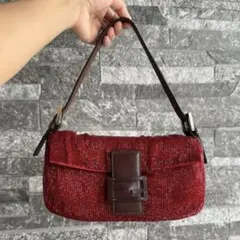 FENDI フェンディ バゲット スエード チョコブラウン エナメルバックル