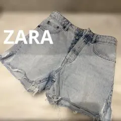 ZARA デニムショートパンツ ライトブルー カットオフ　M