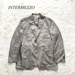 i3【インターメッツォ】テーラードジャケット　シングル　カーキ　M 綿麻混合