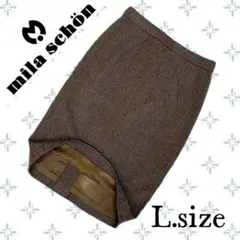i74〚mila schön〛ブラウンウール地 タイトスカート Lサイズ