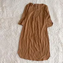 大きいサイズ✨MARELLA マレーラ 七分袖ワンピース 46 XL キャメルのサムネイル