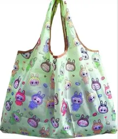 ラスト‼️【新品】キャラクターエコバッグ 大容量 ラブブ 黄緑