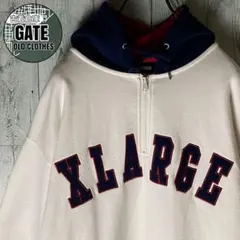 エクストララージ　アーチロゴ ハーフジップ スウェットパーカー LARGE 白