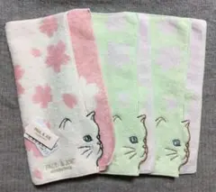 ３枚 新品 ポール&ジョー 猫 ハンドタオル 横顔 さくら