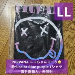 NIRVANA ニコちゃんマーク Tシャツ ブルーパープル XLのサムネイル