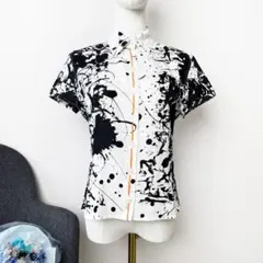 HERMES マルジェラ期 リネン混 総柄シャツ ロゴボタン 半袖 サイズ40のサムネイル