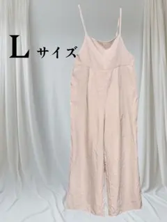 【美品】Lサイズ ピンク サロペット つなぎ オールインワン 春夏 ワイド