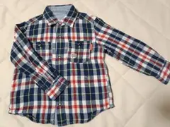 男の子　100 長袖　ミキハウス　 チェック　長袖　シャツ　リバーシブル　秋服