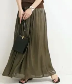 【美品】VERMEIL per iena Pサテン ギャザー ロングスカート