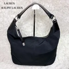 美品 RALPH LAUREN ナイロン クロコ型押 ホーボー ショルダーバッグ