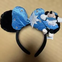 ディズニー ミニー カチューシャ ぬいぐるみ付　スパンコール　ブルー　星　被り物
