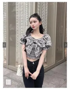 ビッグリボンチェック柄トップス[dk1475] グレイル GRL