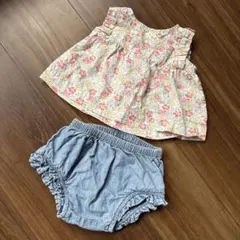 GAP ベビー 花柄トップスとデニム風ブルマセット 0-3ヶ月