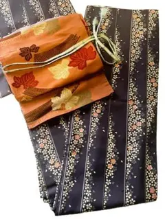 【美品】小紋袷　ポリエステル着物　洗える着物　日本製　桜　コウヤ　M　春物