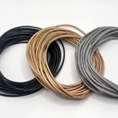 ワックスコード 蝋引き紐 3色セット 直径2mm /各 長さ5ｍ　丸紐タイプ