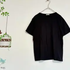 GUジーユー/カラークルーネックT コットン 半袖 黒 S