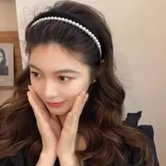 【新品】カチューシャ　真珠　大人　レトロ　高級感　韓国　結婚式　黒