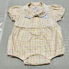 イエローチェック襟付きロンパース 80cm