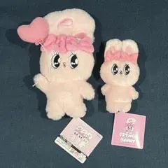 【エスターバニー】ハートバルーンぬいぐるみ＆ふわふわマスコット☆２個セットリボン