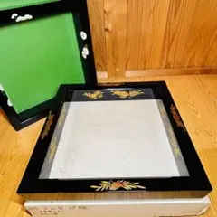 漆器 盆 菖蒲蒔絵 四角形 黒塗 漆塗り 金ライン モダン 漆器 - メルカリ