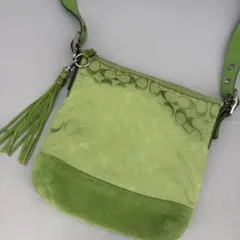 Coach Signature Green Suede Shoulder Bag