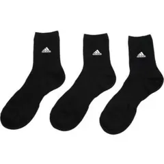 adidas 黒 クルーソックス 3足セット