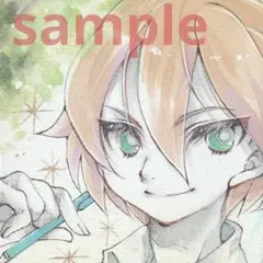 手描きイラスト　小色紙　アナログ　コピック　原画　基山ヒロト　イナズマイレブン