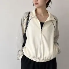 新品 H&M トラックジャケット M(L相当) アイボリー パイピング ジャージ