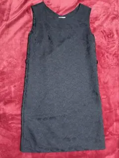 ネイビーノースリーブ　レース花柄ワンピース