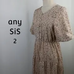 any SiS　ドット　ティアードワンピース　２　ベージュ　Vネック