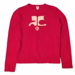 レア　クレージュ21　ロゴニット　長袖　ヴィンテージ　赤　ウール　y2k　希少