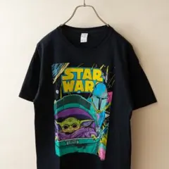 スターウォーズ グローグー マンダロリアン Tシャツ 黒 メンズ S 古着