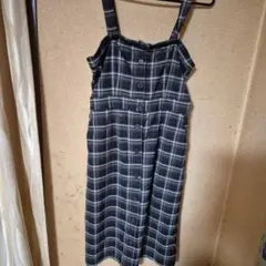 チェック柄サロペット（黒・グレー）