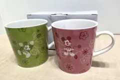 ディズニー ミッキー ミニー 花柄 マグカップ 2個セット