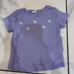 baby GAP 花柄刺繍 リブTシャツ パープル 12-18months 美品のサムネイル