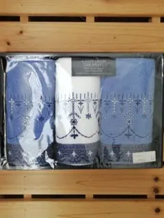 刺繍入りタオルセット 3枚 青系