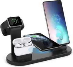 ワイヤレス充電スタンド　４in１ 急速充電器 置くだけ充電 ワイヤレス充電器