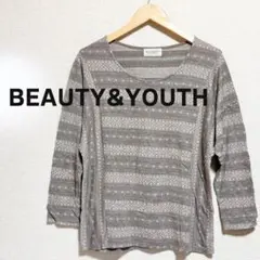 BEAUTY&YOUTH　カットソー　ジャカード　長袖　ライトブラウンのサムネイル