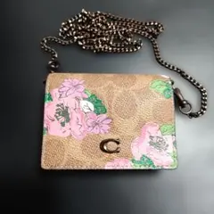 COACH フラワープリント チェーンカードケース