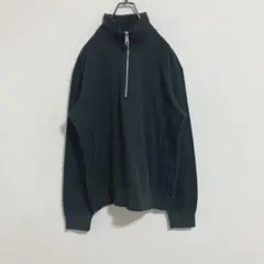 【ロゴ刺繍】adidasアディダスオリジナルス　ハーフジップ　スウェット　黒　L