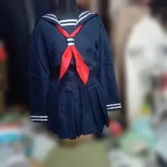 ネイビー セーラー服上下 赤リボン