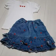 リセマイン　ハート柄トップス&スカパン　120サイズ