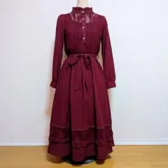 D529 フォークロア フレアワンピース クラシカル 38 ヨーロッパ古着 麻 