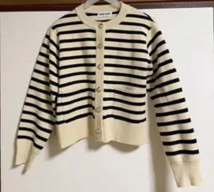 【美品】フレディエミュ 金ボタン ボーダーニットカーディガン 38 M〜L