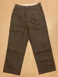 UNIQLO C 即完品　タックストレートパンツ／デニム　ダークブラウン　73