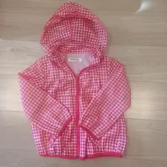ピンクチェック柄フード付きジャケット