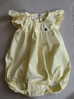 POLO Baby バースデイ　イエロー ストライプロンパース 80