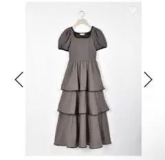 ANMILLE リブドッキングレイヤードOP ティアード 半袖 ロングワンピース