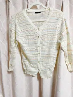 【大きいサイズ】【LLサイズ】秋物　ボーダー柄パステルカラーカーディガン　春物