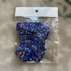 サムライブルー青色ドット柄ヘアゴム・シュシュ